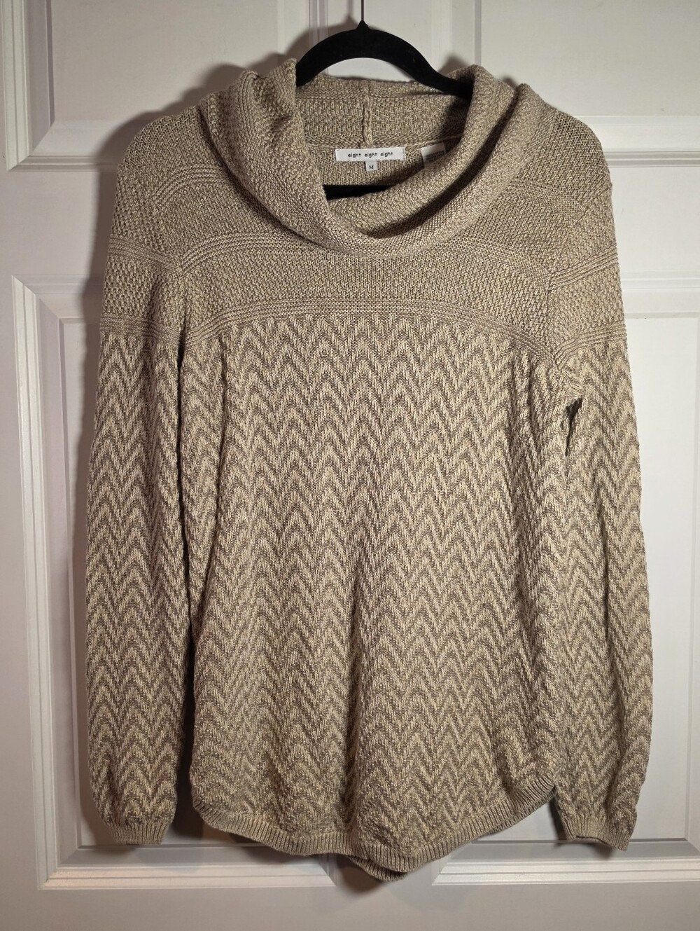 Eight Eight Eight Light Beige Cowl Neck Sweater Cotton M